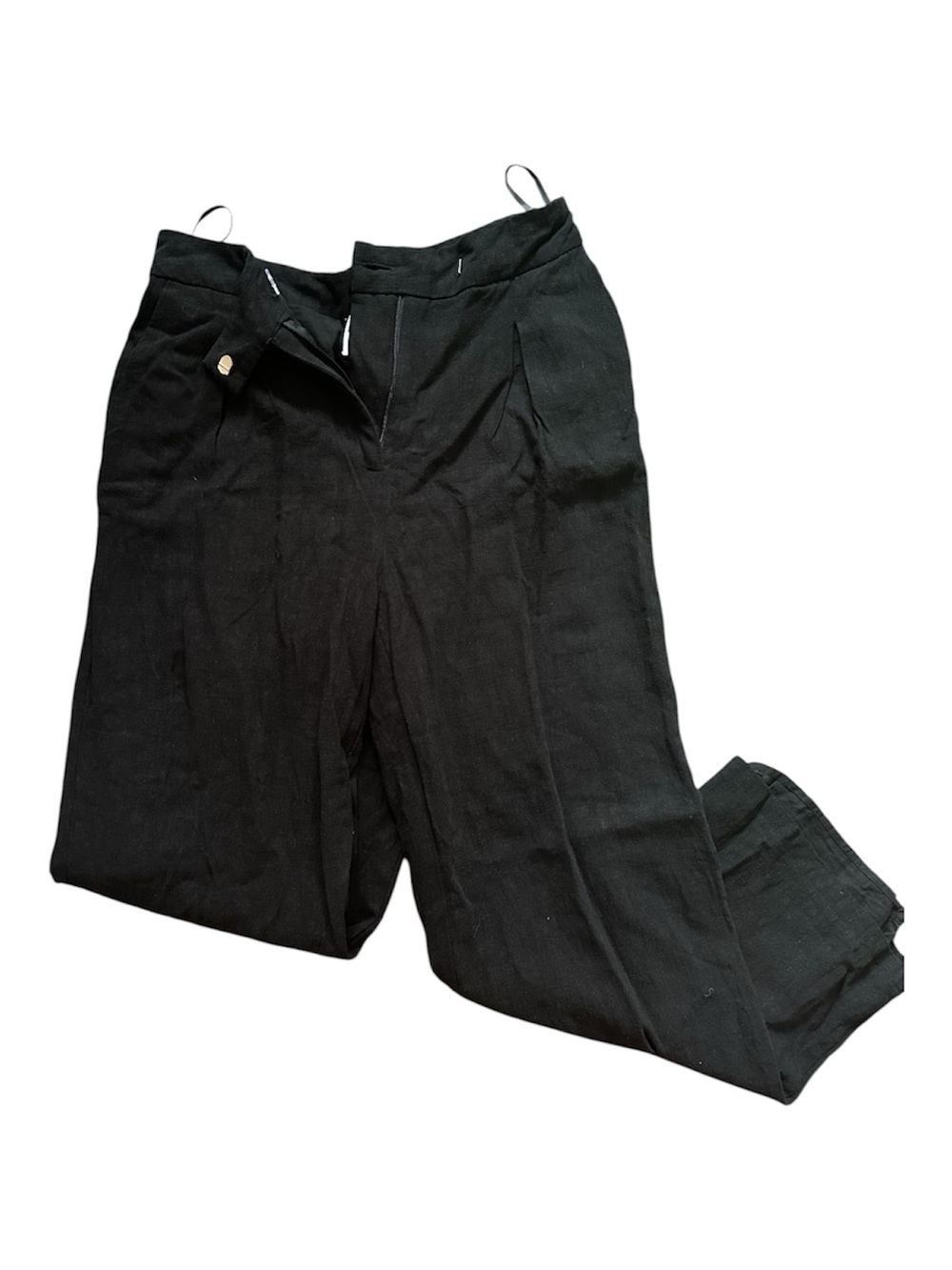 Princess Polly Black Linen Wide-Leg Pants